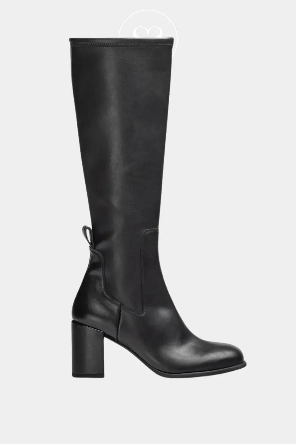 UNISA NEMIR BLACK LEATHER WESTERN STYLE BLOCK HEEL KNEE HIGH BOOTS