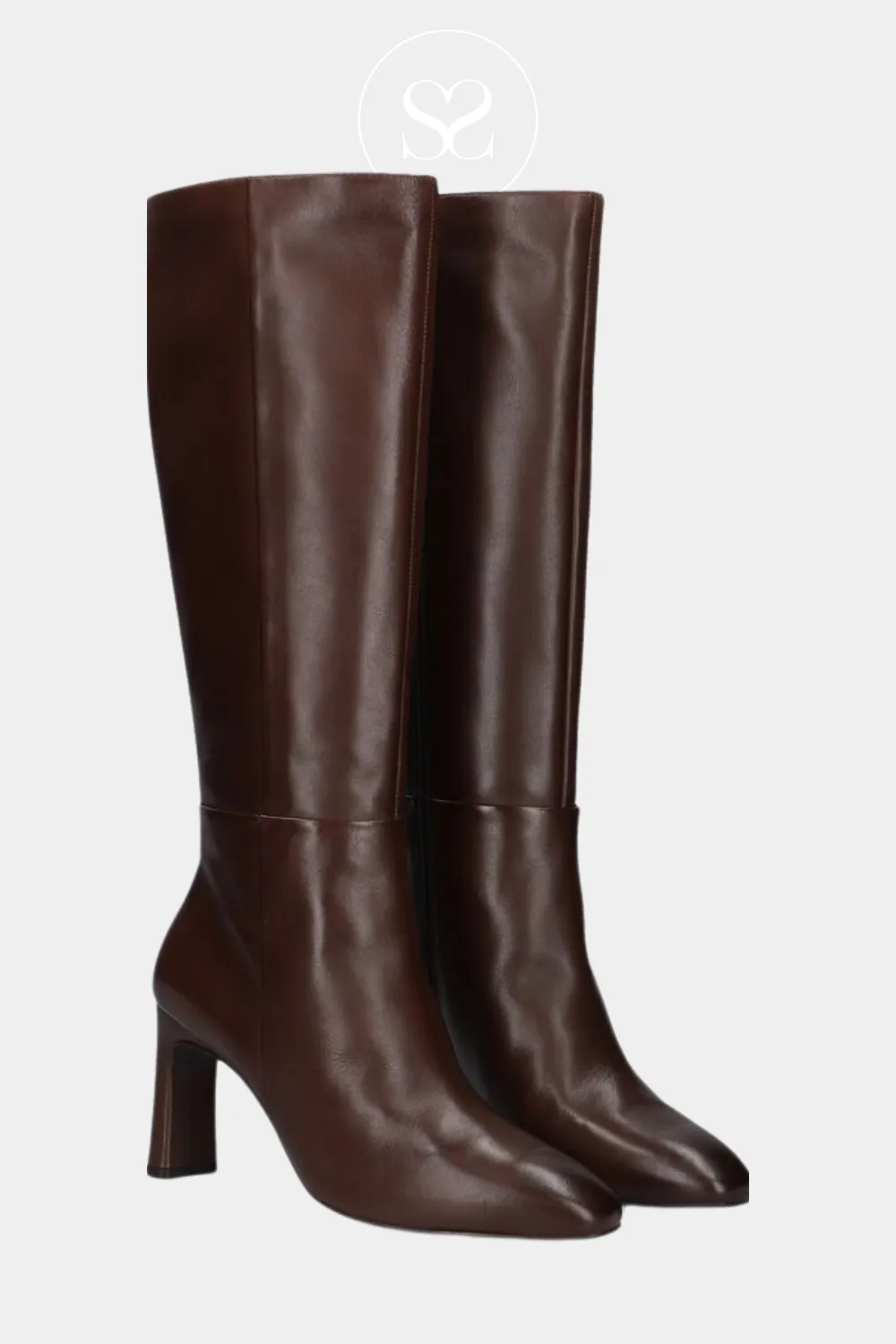 UNISA WOLCOT BROWN LEATHER KNEE HIGH BOOTS