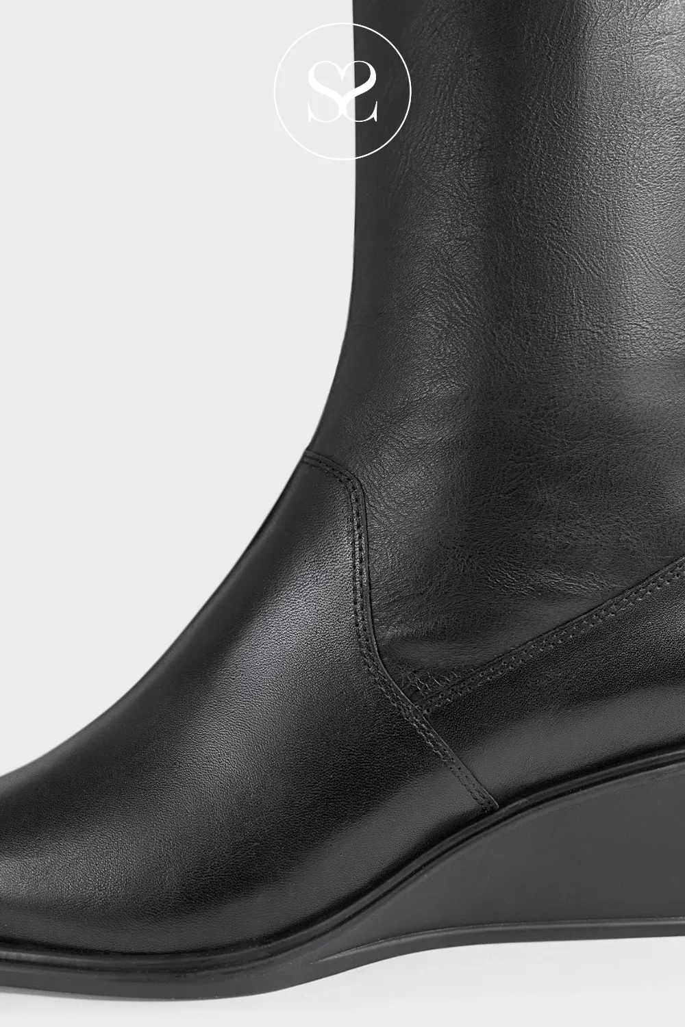 VAGABOND AINO 5829-102 BLACK LEATHER WEDGE KNEE HIGH BOOTS