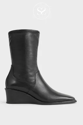 VAGABOND AINO 5829-202 BLACK LEATHER ANKLE SOCK WEDGE BOOTS