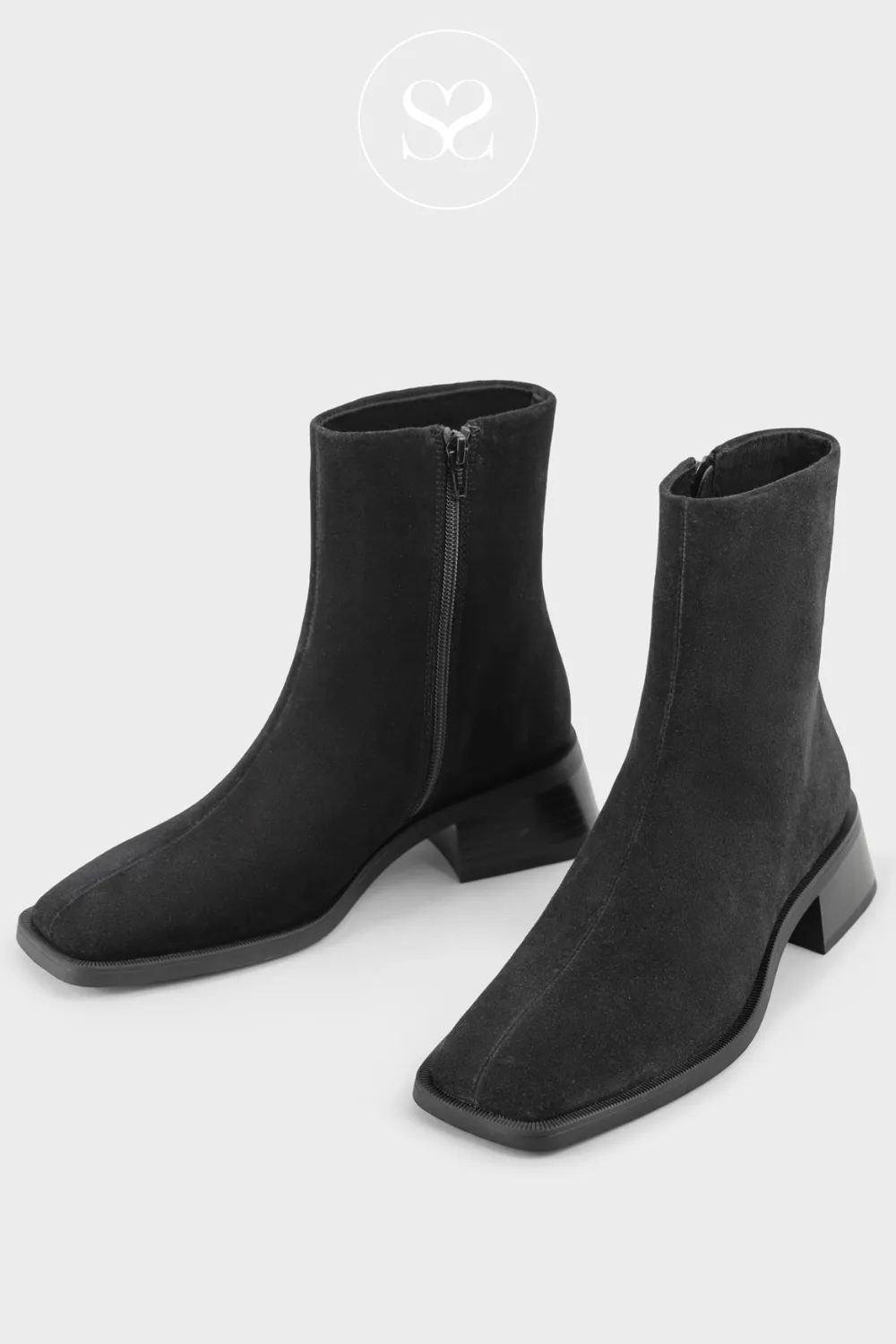 VAGABOND BLANCA 5217-240 BLACK SUEDE BLOCK HEEL ANKLE BOOTS