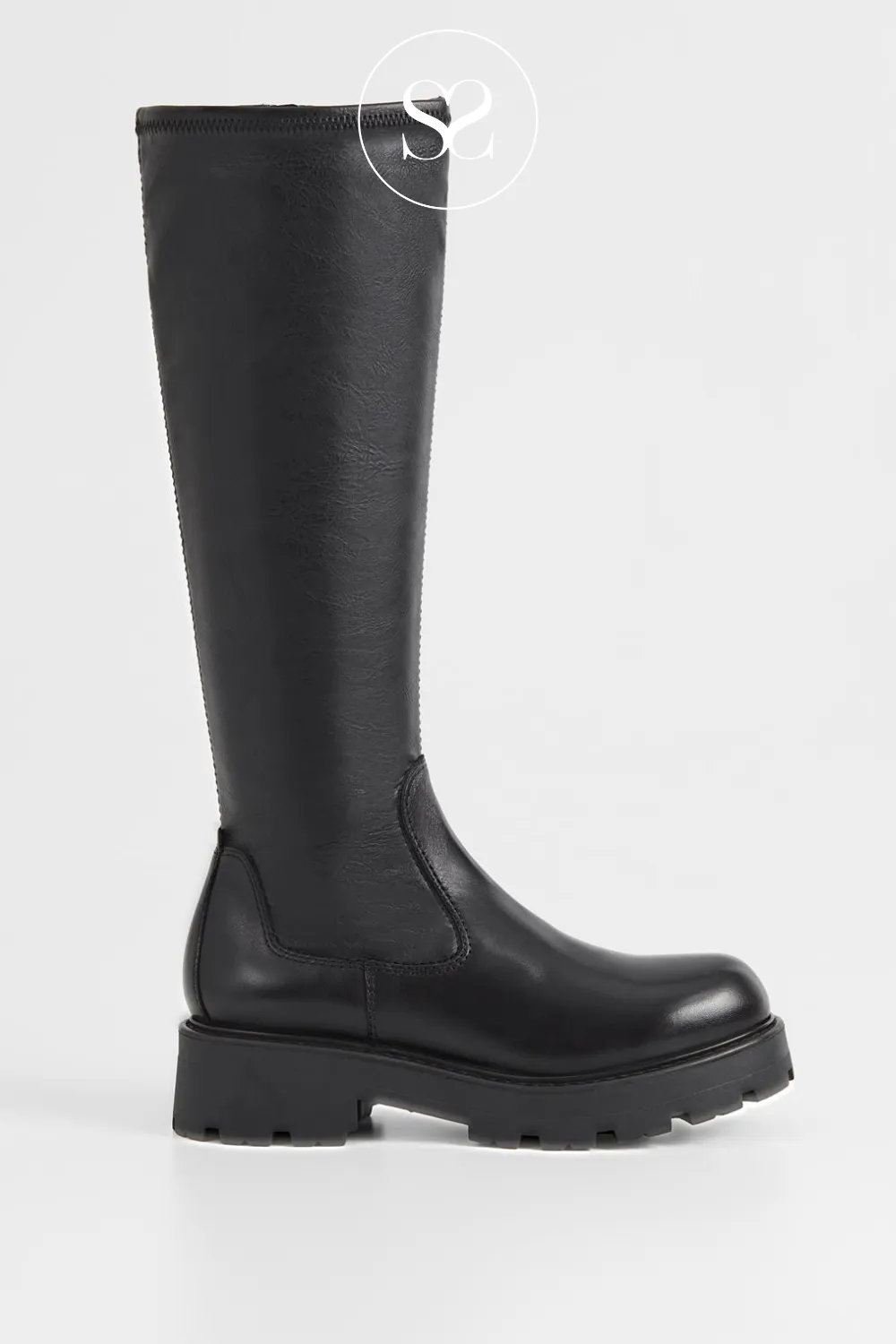 VAGABOND COSMO 5249-002 BLACK LEATHER CHUNKY KNEE HIGH BOOTS