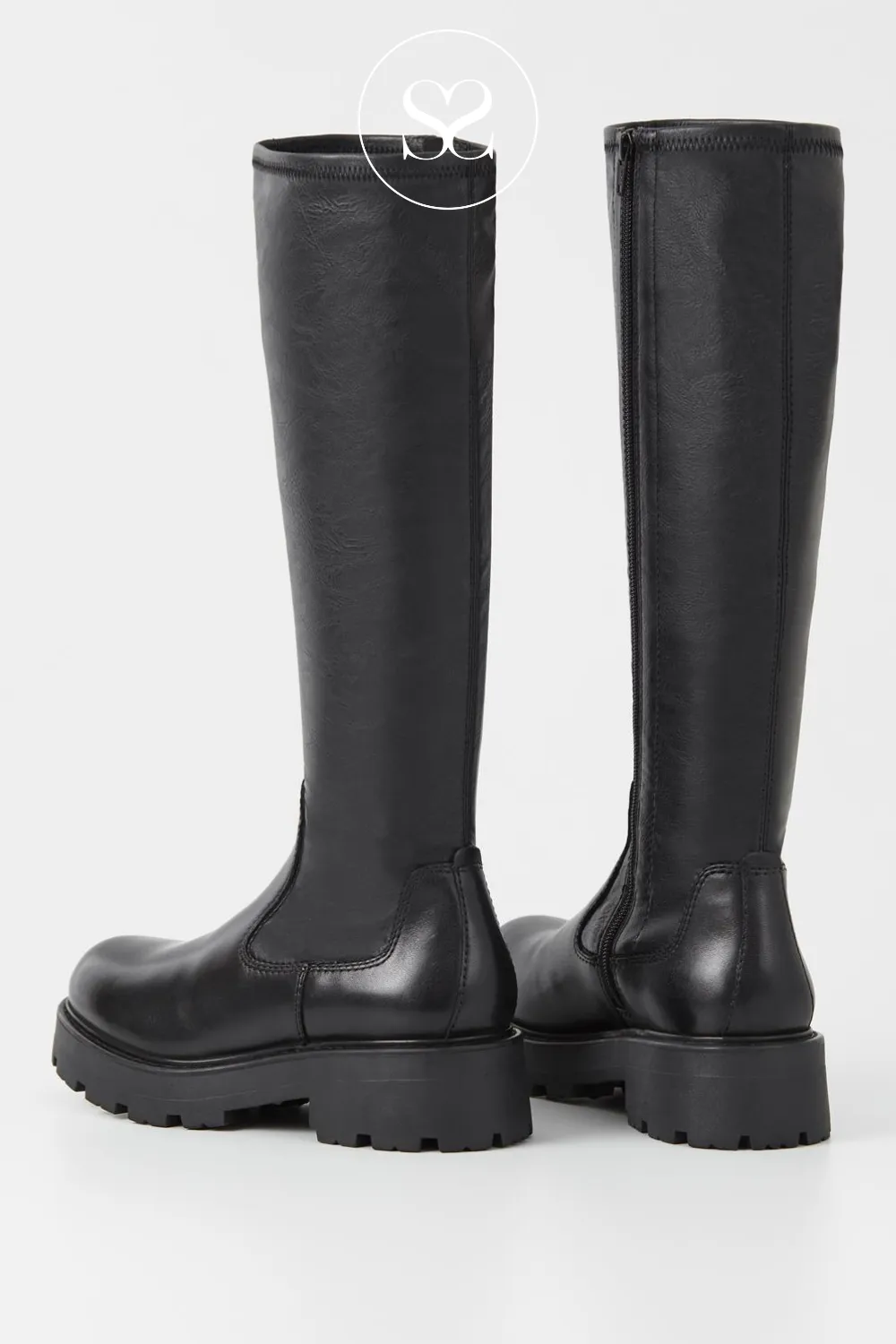 VAGABOND COSMO 5249-002 BLACK LEATHER CHUNKY KNEE HIGH BOOTS