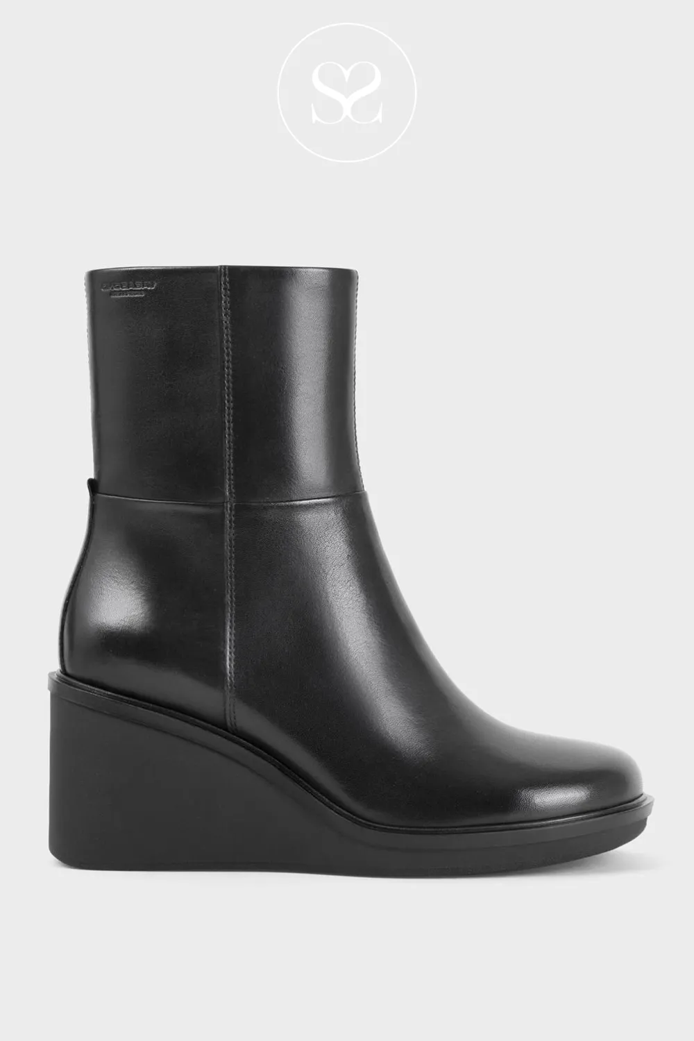 VAGABOND DEENA 5832-101 BLACK LEATHER WEDGE ANKLE BOOTS