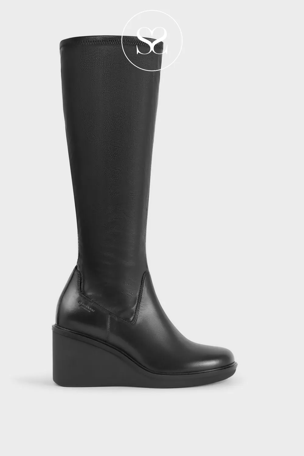 VAGABOND DEENA 5832-202 BLACK LEATHER KNEE HIGH WEDGE  BOOTS