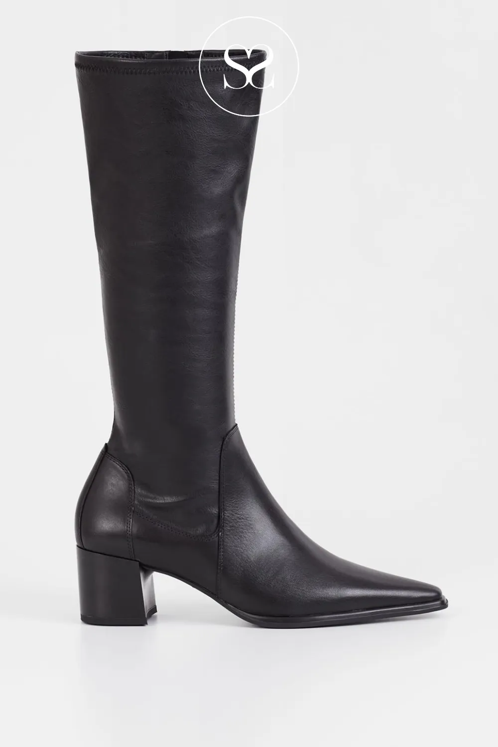 VAGABOND GISELLE 5754-002 BLACK LEATHER KNEE HIGH SOCK BOOTS