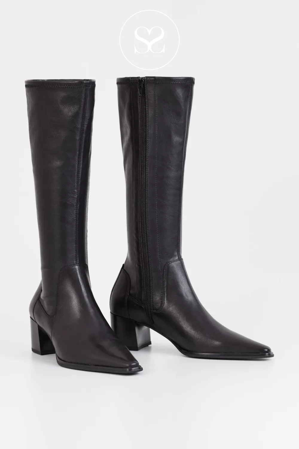 VAGABOND GISELLE 5754-002 BLACK LEATHER KNEE HIGH SOCK BOOTS