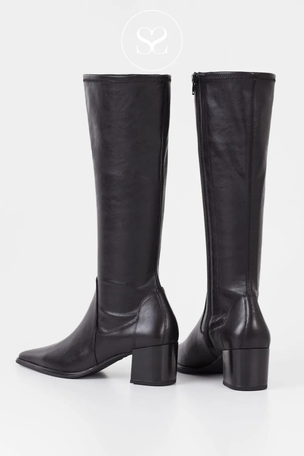 VAGABOND GISELLE 5754-002 BLACK LEATHER KNEE HIGH SOCK BOOTS