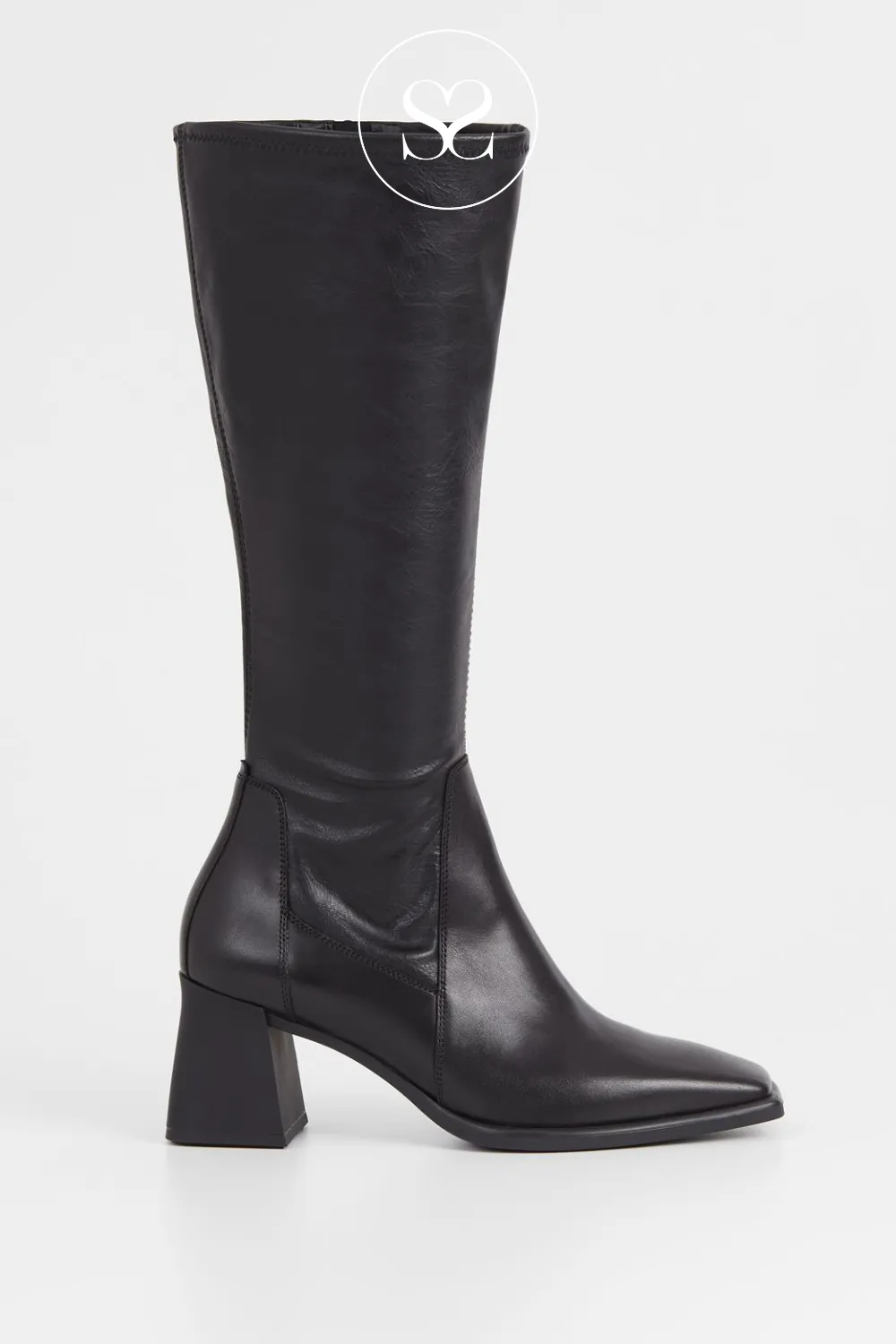 VAGABOND HEDDA 5602-202 BLACK LEATHER BLOCK HEEL KNEE HIGH BOOTS