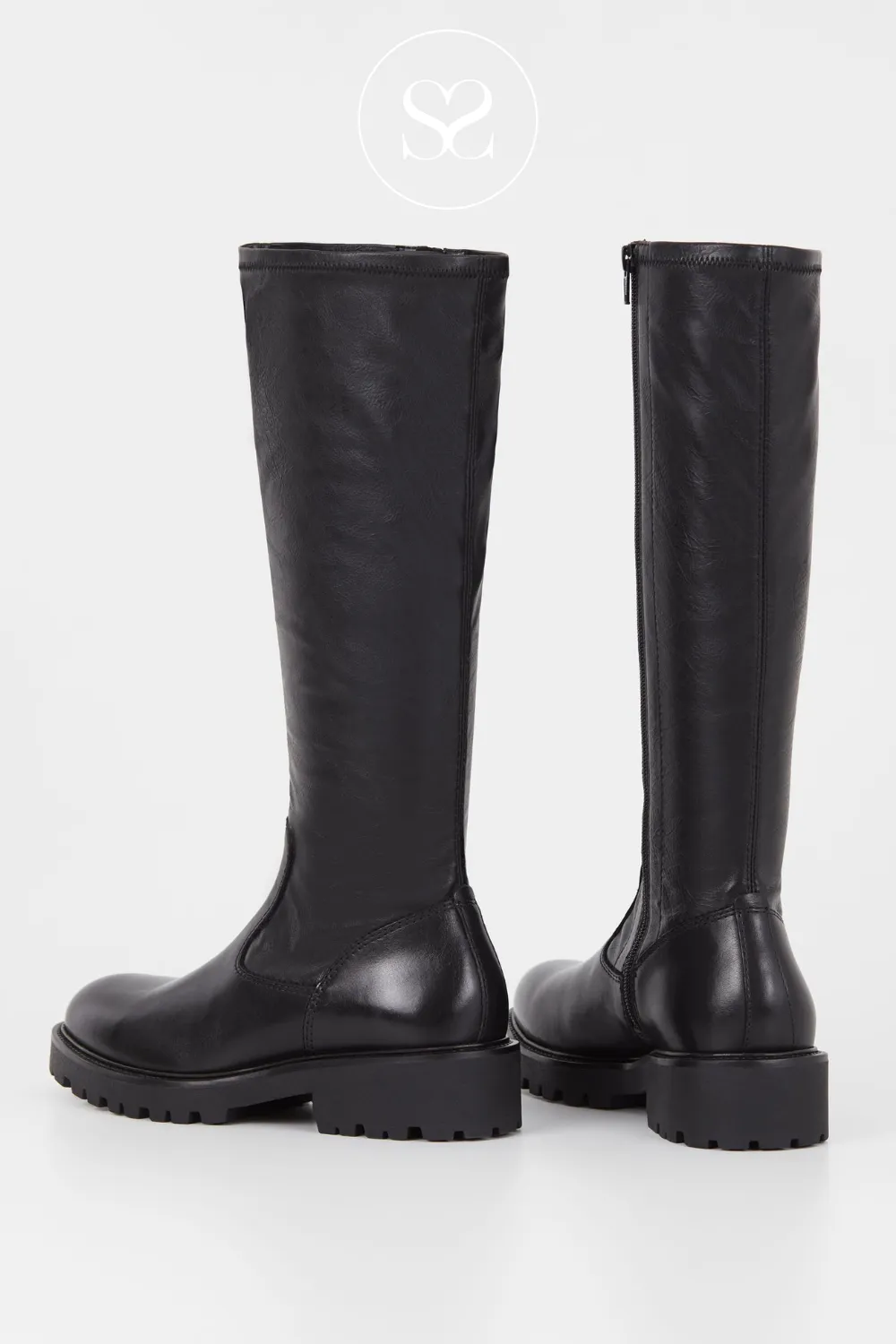 VAGABOND KENOVA 5641-102 BLACK STRETCH LEATHER FLAT KNEE HIGH BOOTS