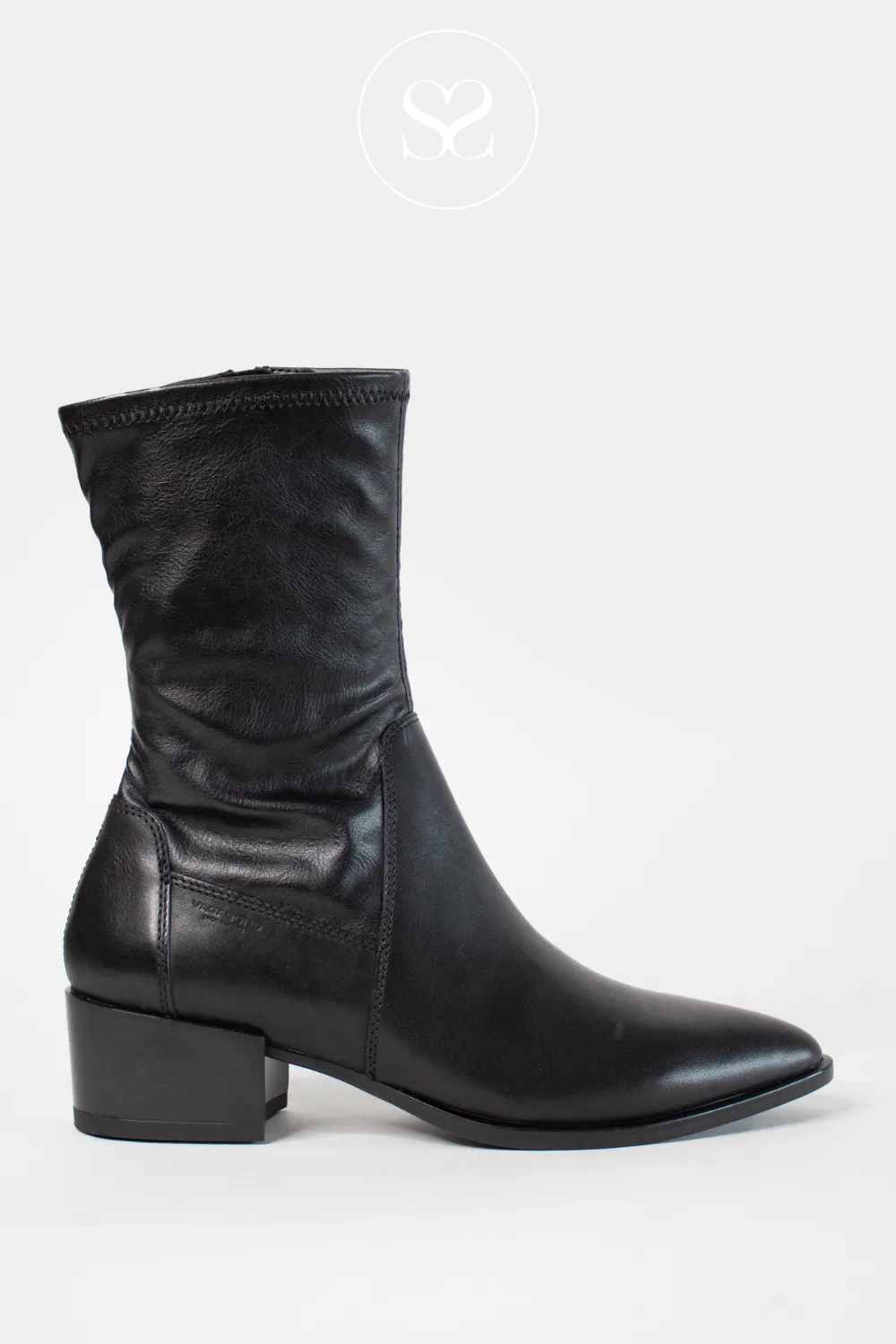 VAGABOND MARJA 5613-202 BLACK LEATHER POINTED SOCK BOOTS