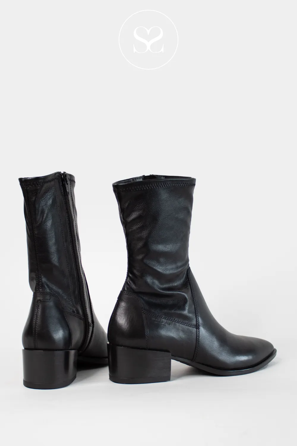 VAGABOND MARJA 5613-202 BLACK LEATHER POINTED SOCK BOOTS