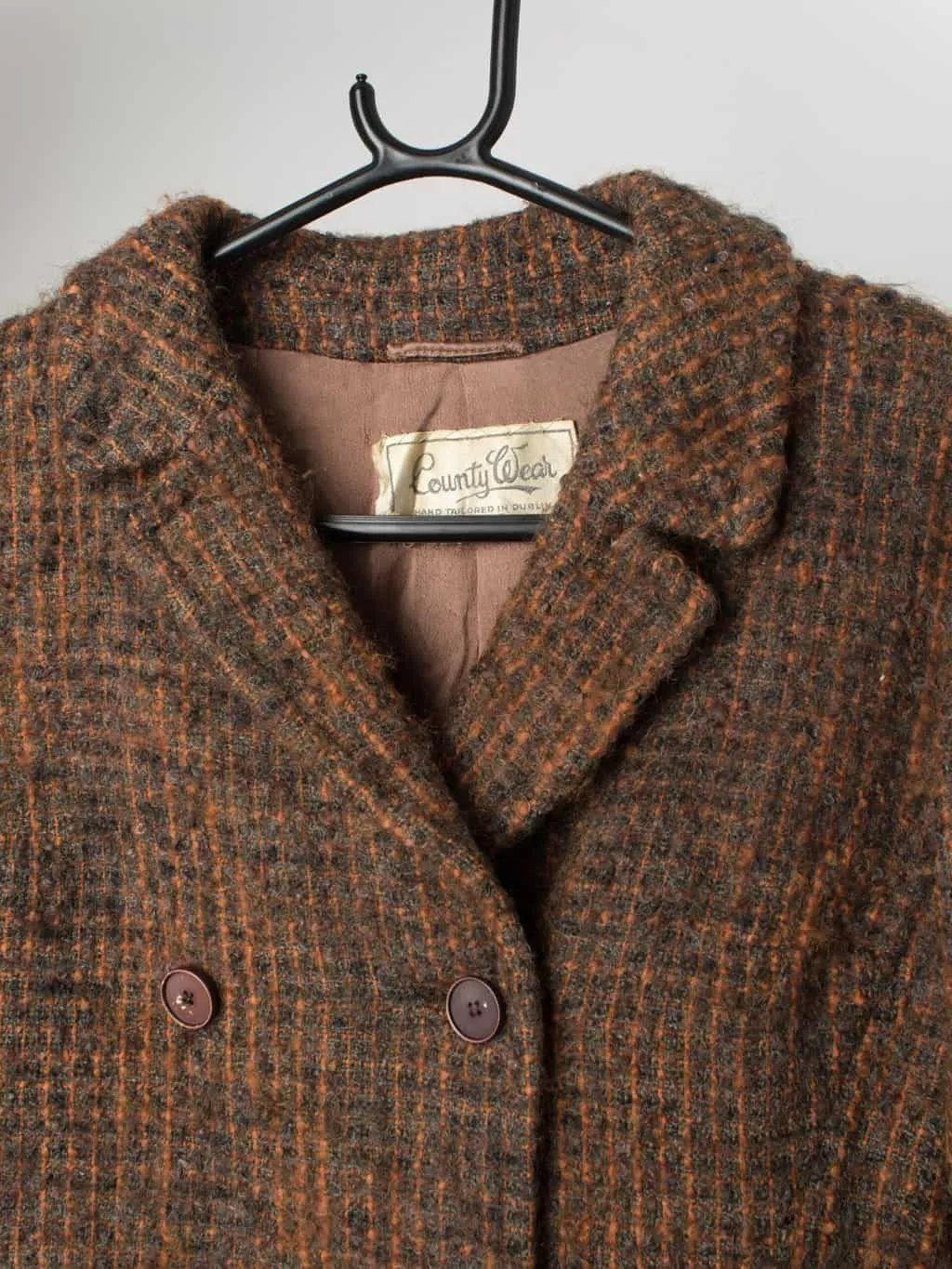 Vintage tweed jacket in orange and brown – Medium