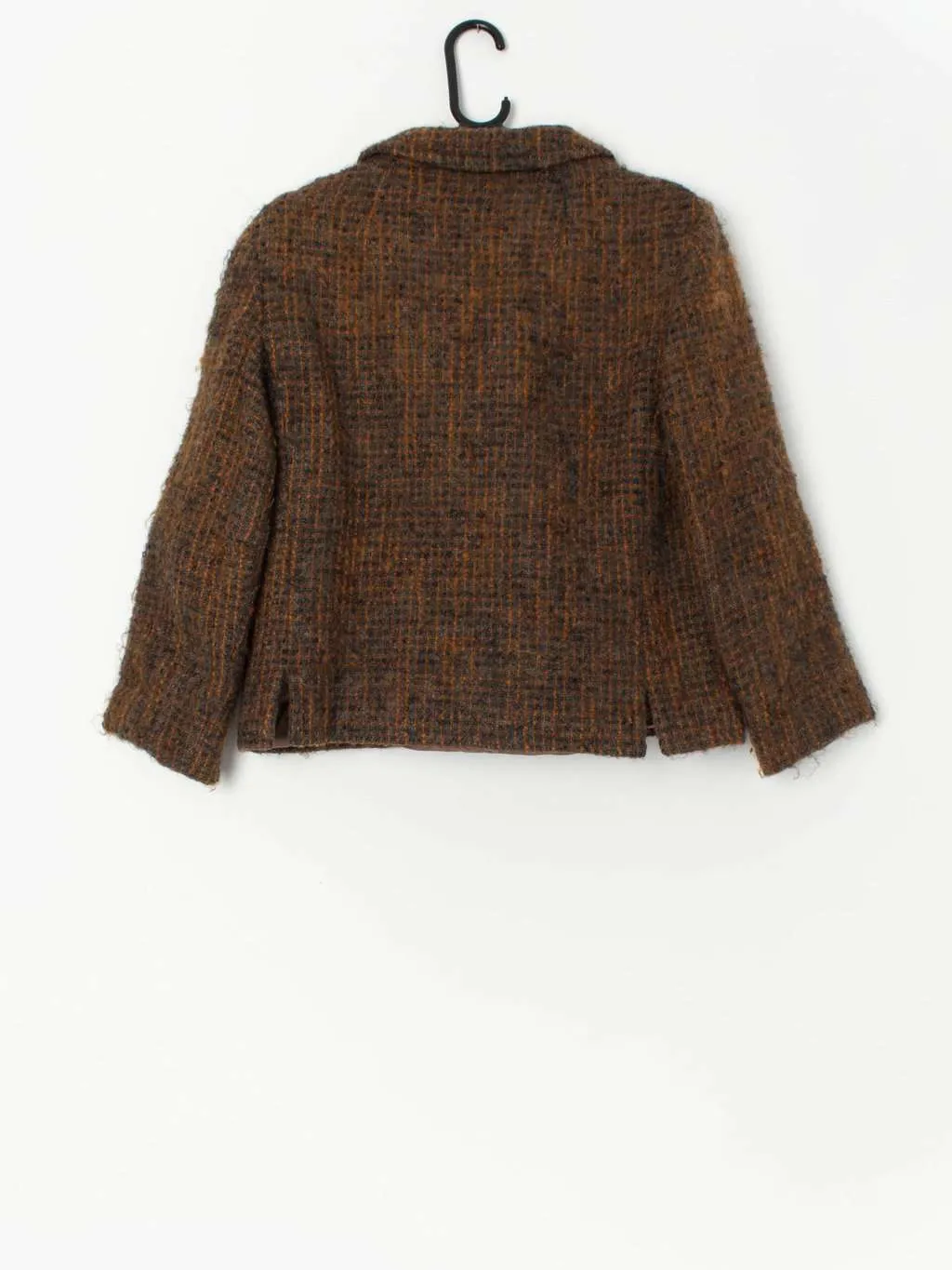 Vintage tweed jacket in orange and brown – Medium