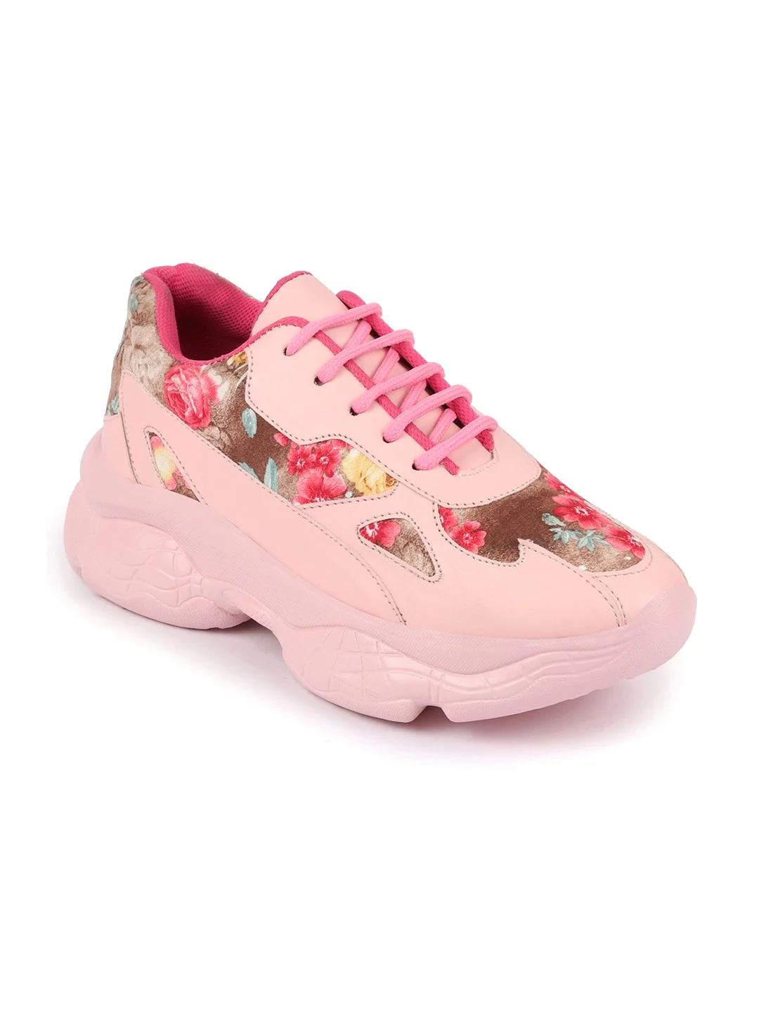 Women Pink Sport & Outdoor Lace Up Running Shoes