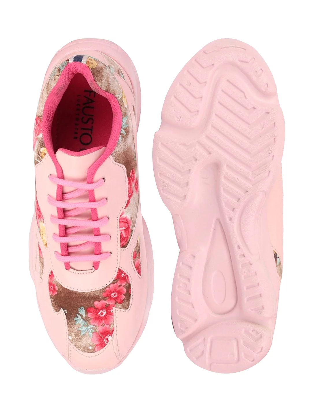 Women Pink Sport & Outdoor Lace Up Running Shoes