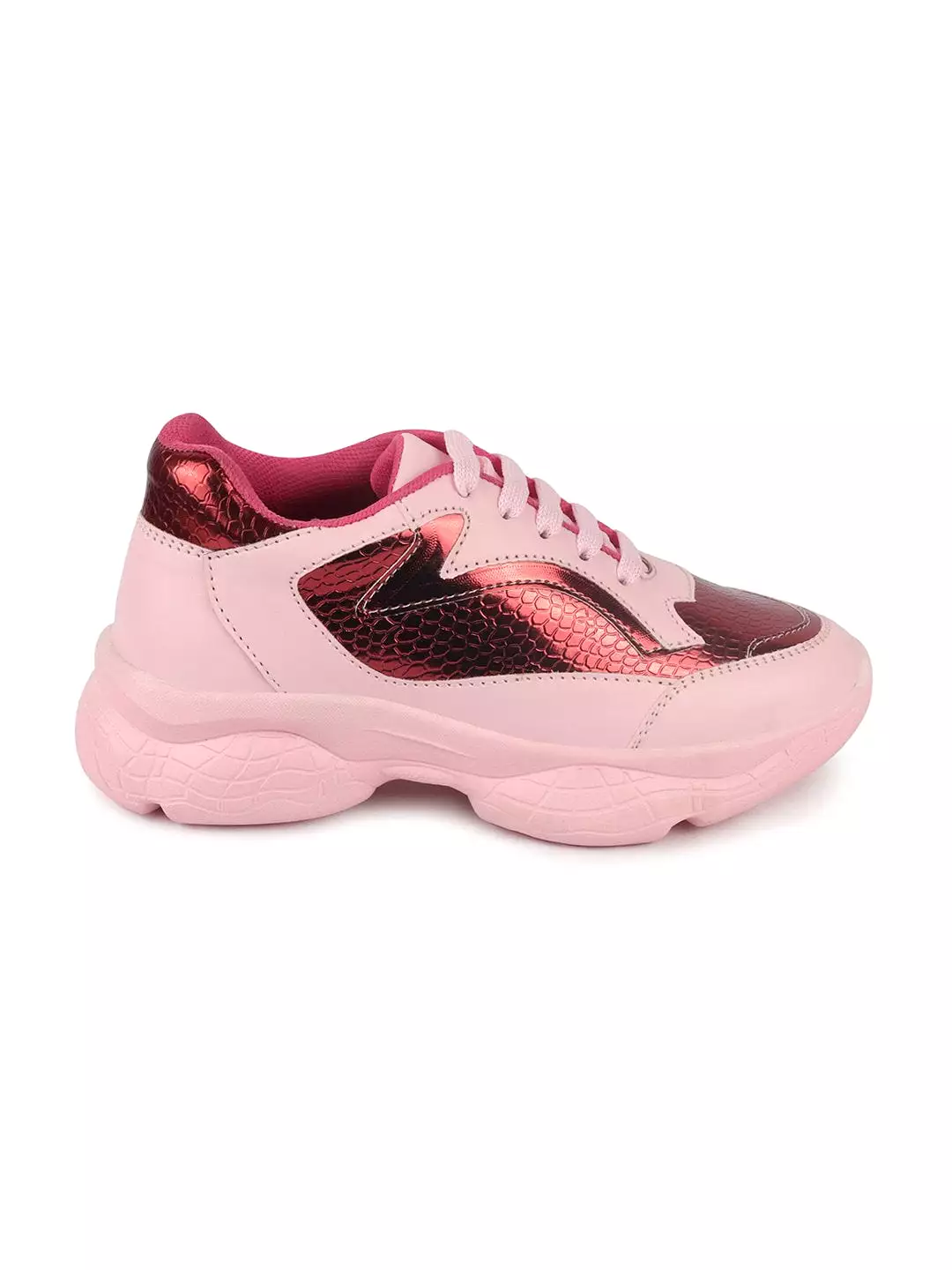 Women Pink Sports & Outdoor Lace Up Running Shoes