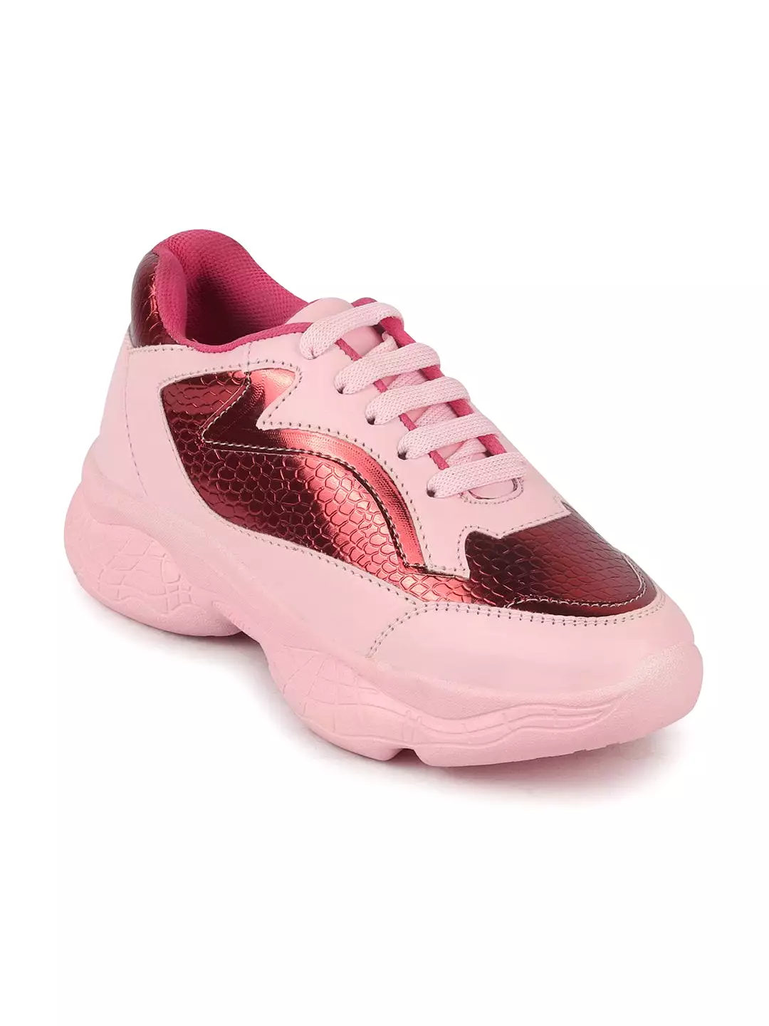 Women Pink Sports & Outdoor Lace Up Running Shoes