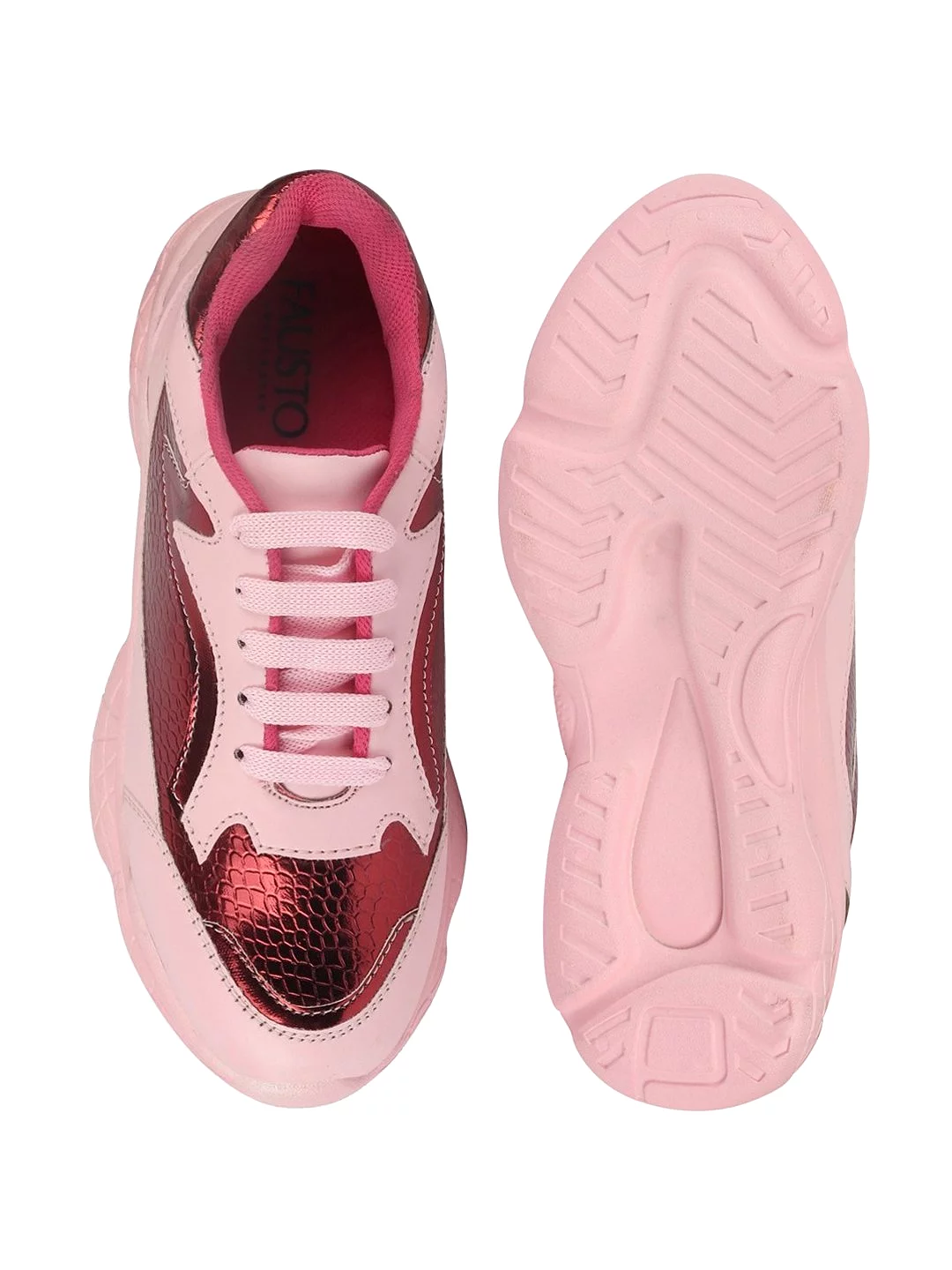 Women Pink Sports & Outdoor Lace Up Running Shoes